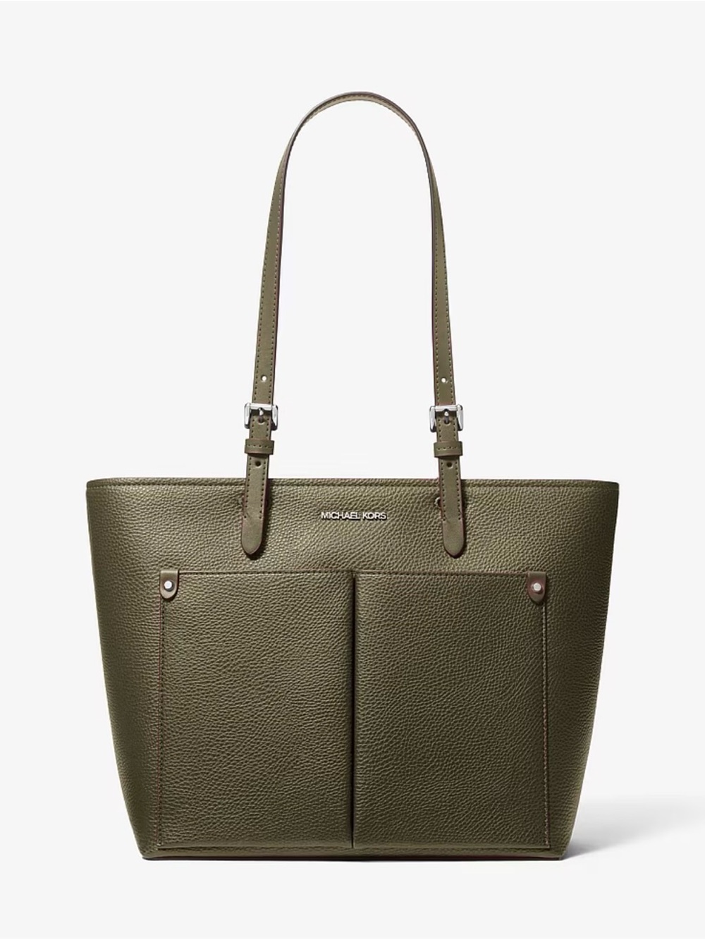 Michael Kors Olive Jet Set Medium Pocket Tote Bag